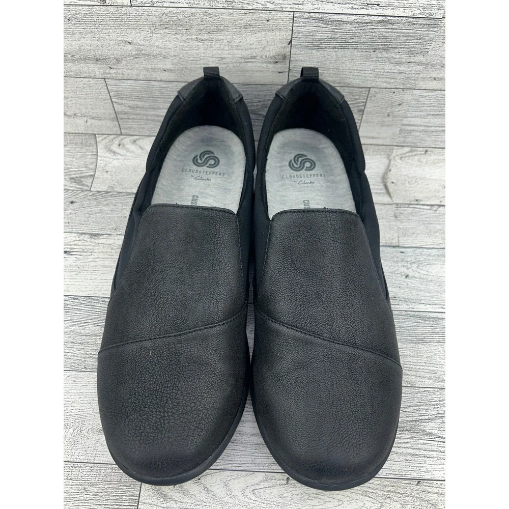 Clarks Cloudsteppers Sillian Paz‎ Black Slip On Loafers Women Size 9.5 M